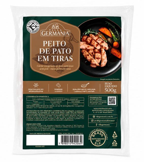 Pato Peito Tiras Magret Villa Germania 500g